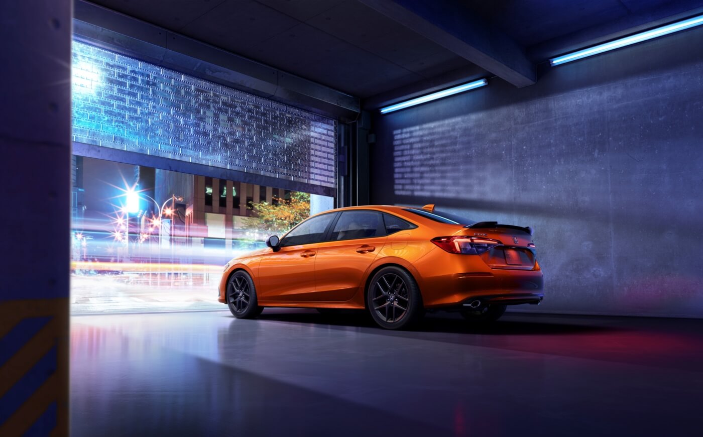 vue trois quart arrière de la Honda Civic Si 2022