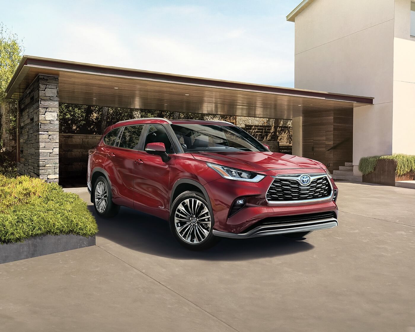 vue trois quart avant du Toyota Highlander 2022